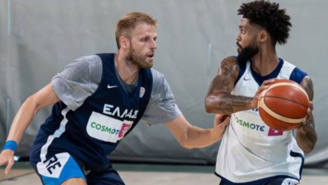 Η Εθνική Μπάσκετ Ανδρών στην προπόνηση.